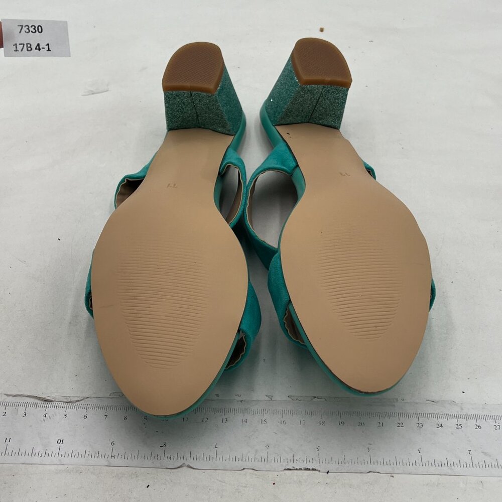 Light Blue Open Toe Low Chunky Heel Slides Mules … - image 6